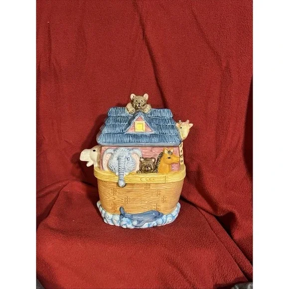 Noah's‎ Ark Ceramic Sugar & Creamer and Cookie Jar 3 Piece Set (2039)